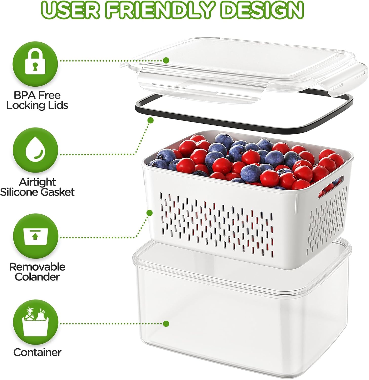Thumbnail 3 de Fruit Storage Containers 4-Pack for Fridge 🥗