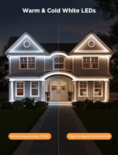 Detalle de Govee 10m RGBIC-Outdoor-LED-Streifen IP65: Außenlicht mit App-Steuerung, Musik-Sync und Sprachsteuerung