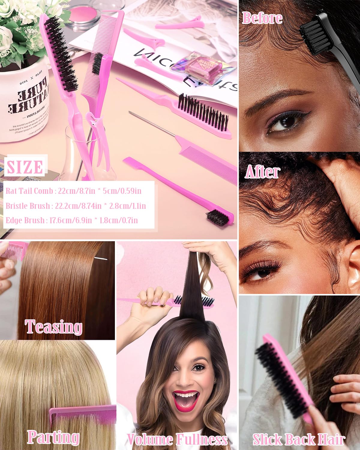 Thumbnail 5 de Samnyte Hair Wax Stick Styling Kit with Slick-Back Brush, Edge Brush and Comb