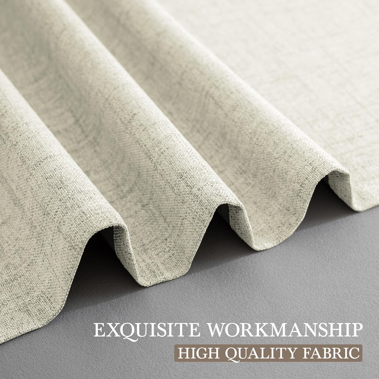 Detalle 2 de CUCRAF 100% blackout curtains (Light Beige) – 72 inch drop, 2 panels, thermal eyelet curtains