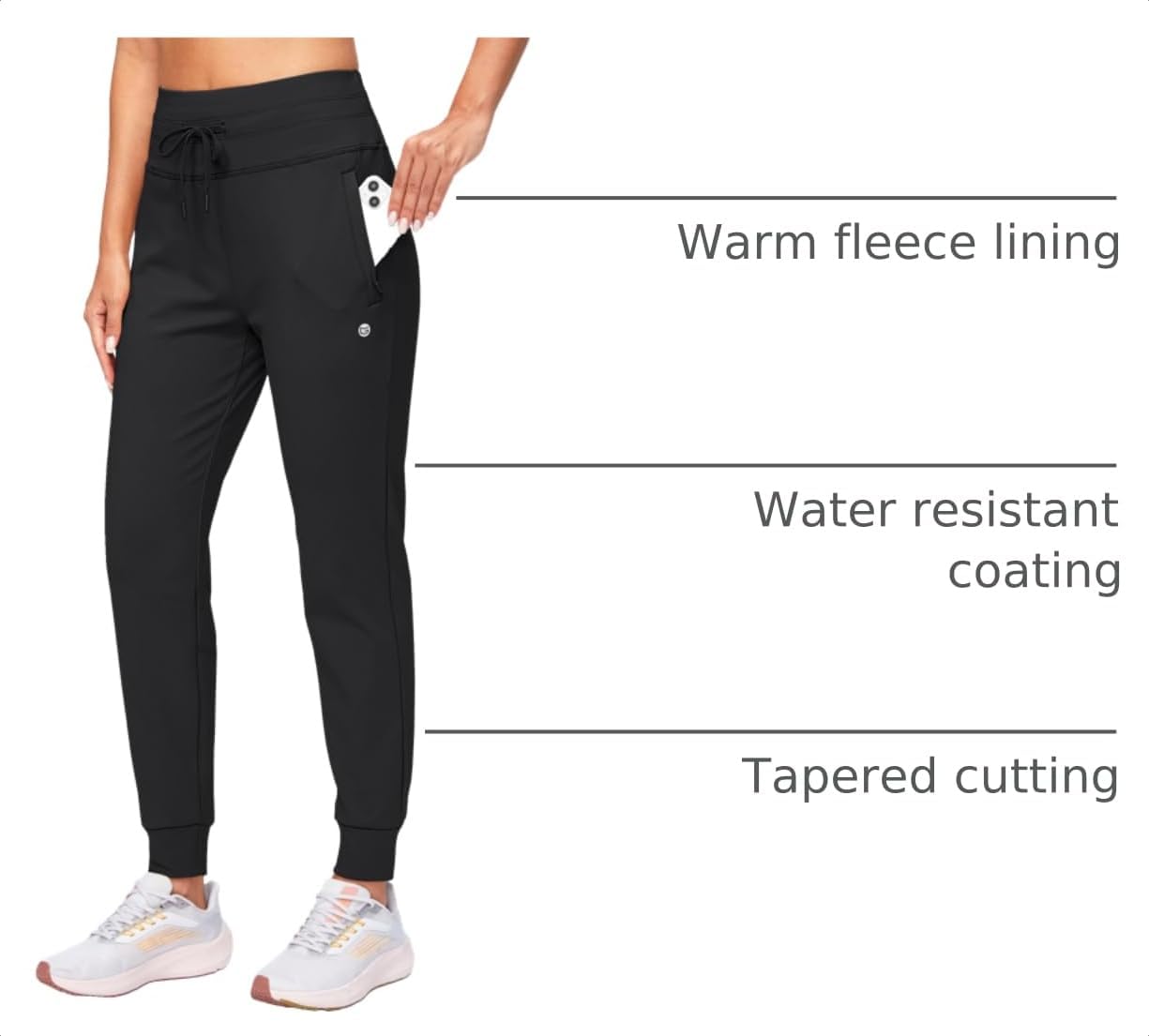 Detalle 2 de G Gradual Women's Fleece-Lined Joggers, Water-Resistant High-Waisted Hiking Pants