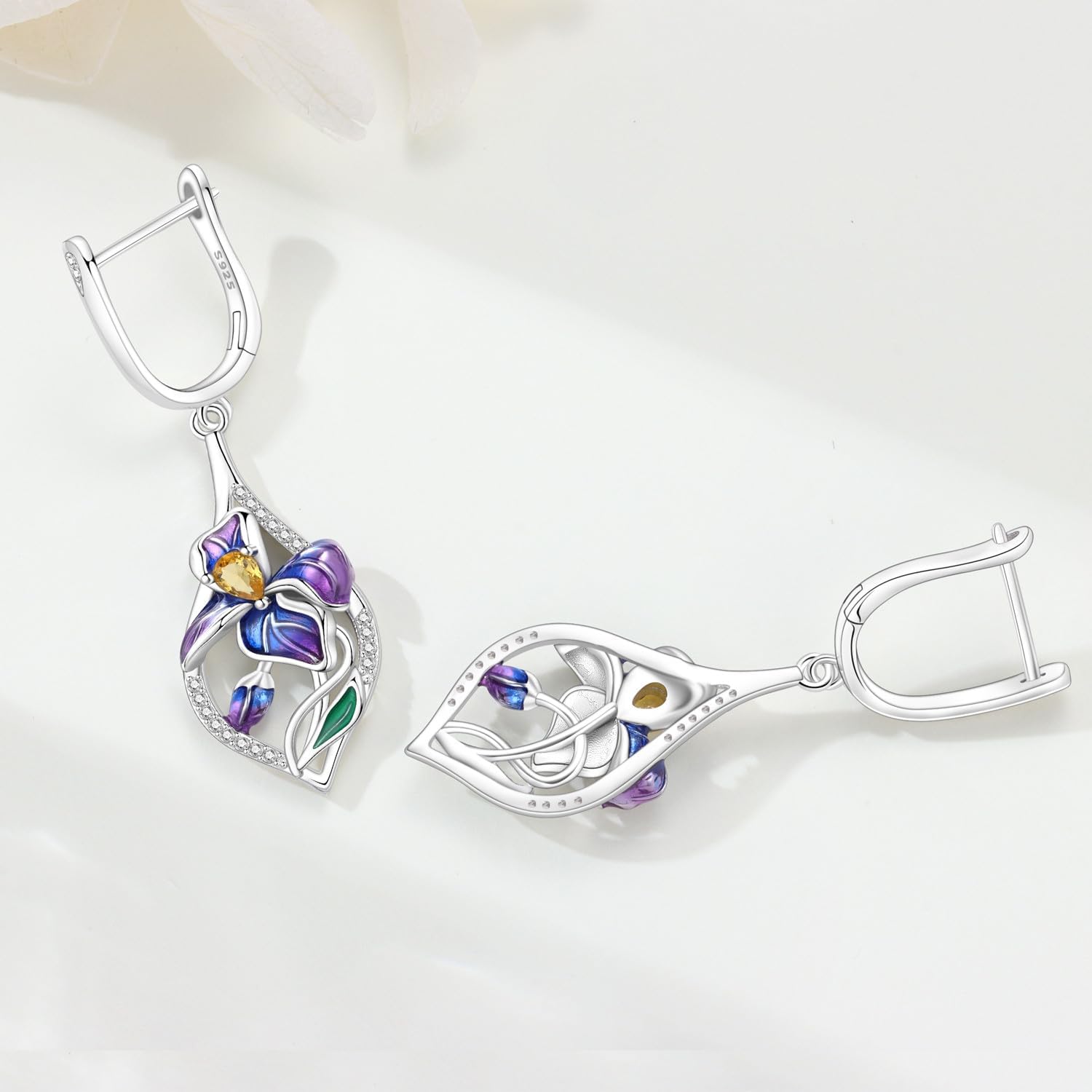 Detalle 2 de NUJIFFY Ohrringe Silber 925 Hängend mit Zirkonia – hypoallergen, nickel- und bleifrei