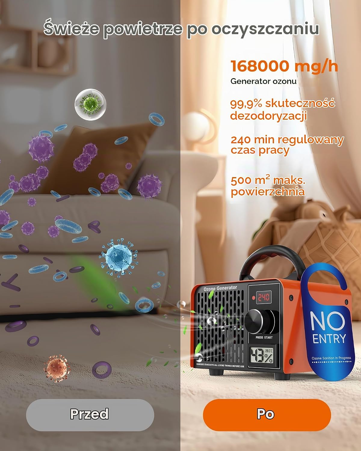 Detalle 2 de LUXVANO FL-10H – generator ozonu 168 000 mg/h, timer 240 min i wyświetlacz