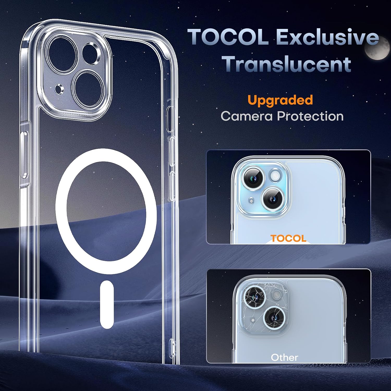 Thumbnail 3 de TOCOL-hoesje voor iPhone 15 Plus met MagSafe, transparant en camera-opstaande rand
