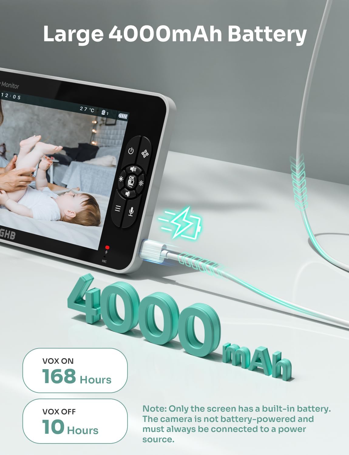 Thumbnail 6 de GHB 7 inch Baby Monitor with Camera
