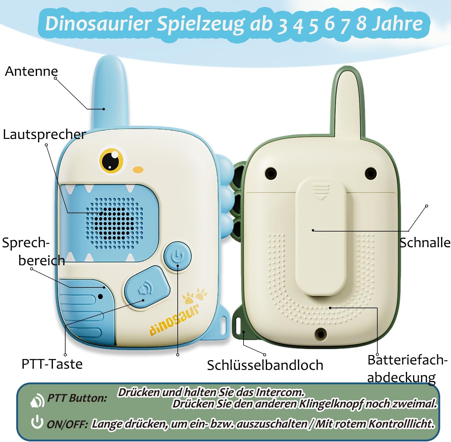 Thumbnail 4 de Walkie Talkie Kinder Dinosaurier ab 3 Jahren