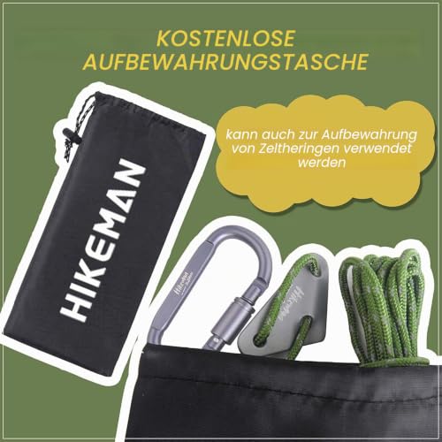 Thumbnail 6 de HIKEMAN 4mm Reflektierende Zelt Abspannseile – 4 m, Karabinerhaken, 73 g, Tragfähigkeit bis 550 lbs