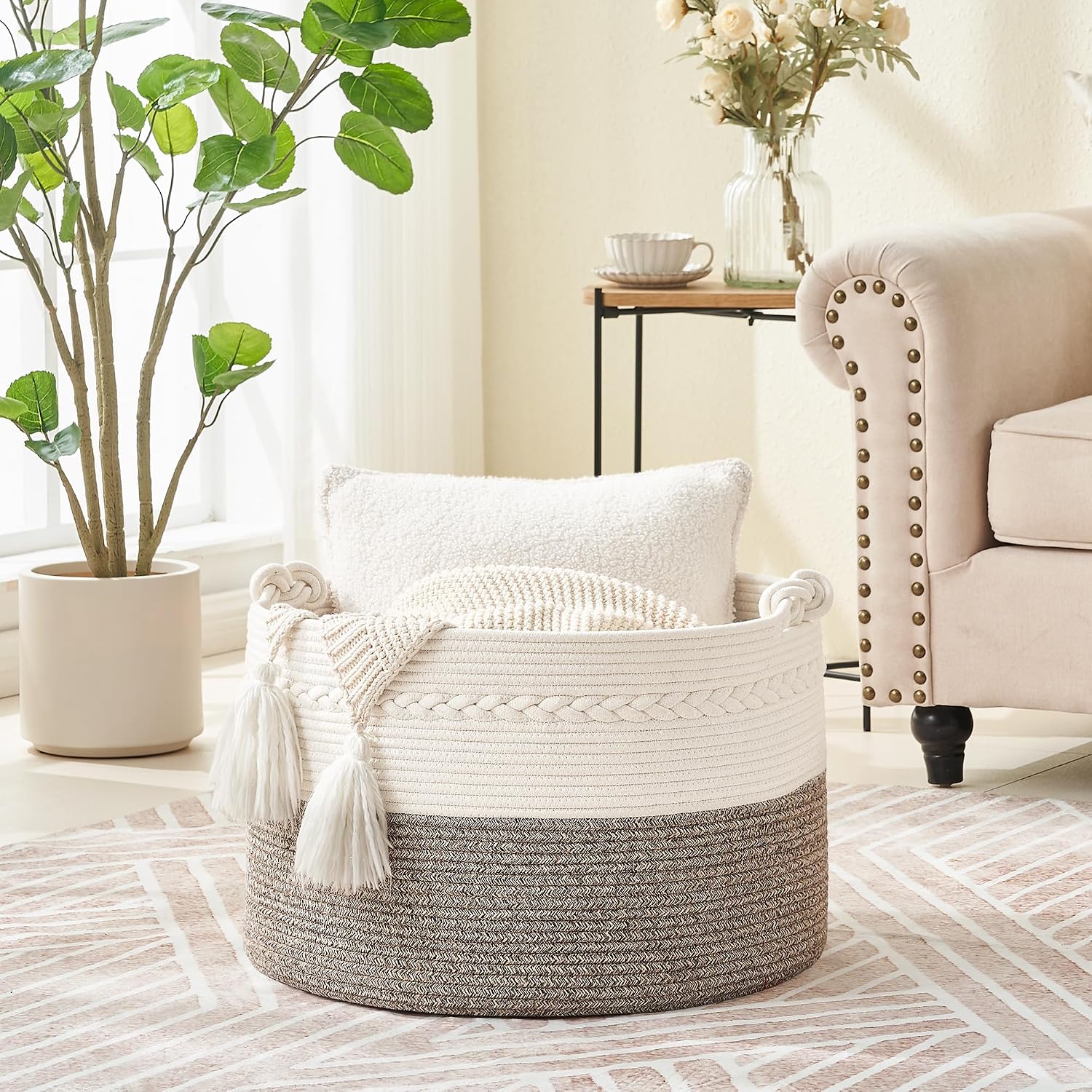 Thumbnail 4 de KAKAMAY Large Blanket Basket 20"x13"