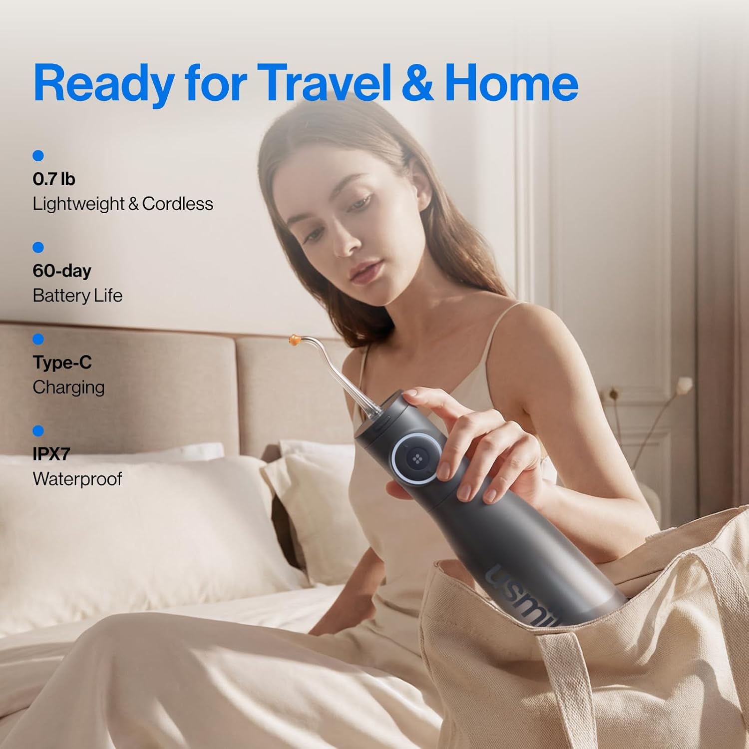 Detalle 2 de usmile C30 Cordless Water Flosser with 300ml Tank