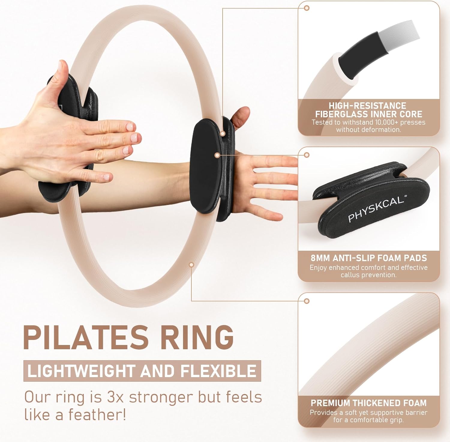Detalle 2 de PhysKcal Pilates Kit: 15-Inch Ring, Core Ball, 3 Resistance Bands, Flex Bands, and Poster for Home Workouts