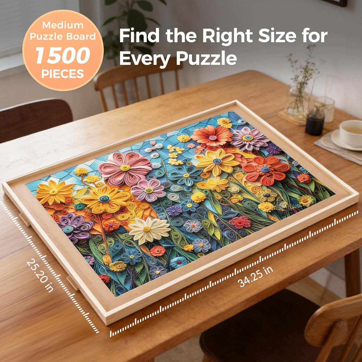 Thumbnail 1 de ALL4JIG 1500-Piece Jigsaw Puzzle Spinner Board with Drawers and Cover – Portable Wood Puzzle Table 25 x 34 inches