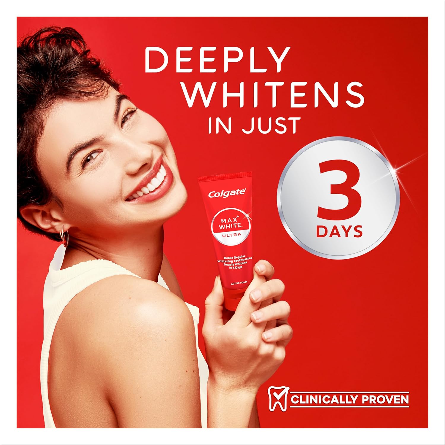 Detalle de Colgate Max White Ultra Active Foam Zahnpasta 2x75 ml – Weißere Zähne in 3 Tagen (Kollektion)