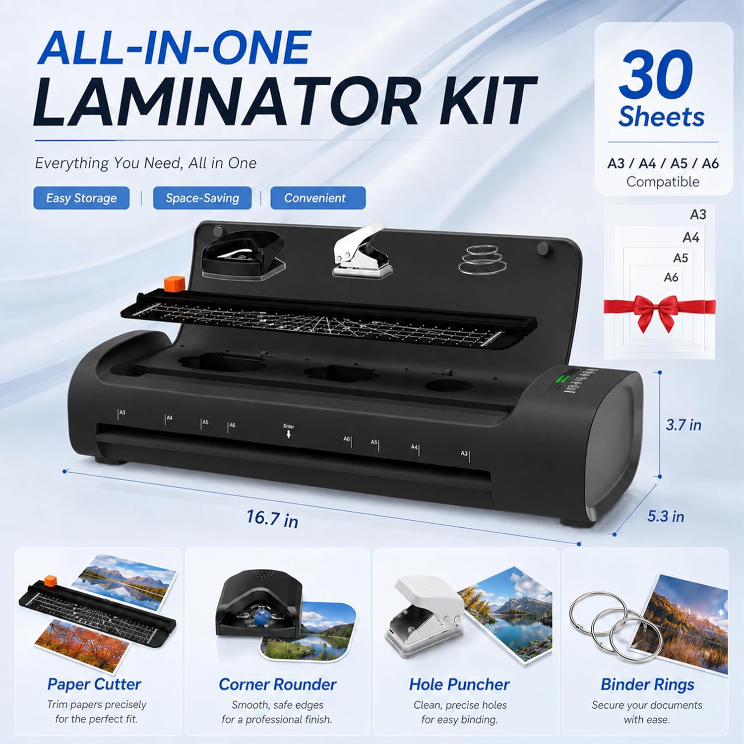 Detalle 2 de Elysine 13-Inch Laminator, A3 Hot and Cold, 60-Second Warm-Up