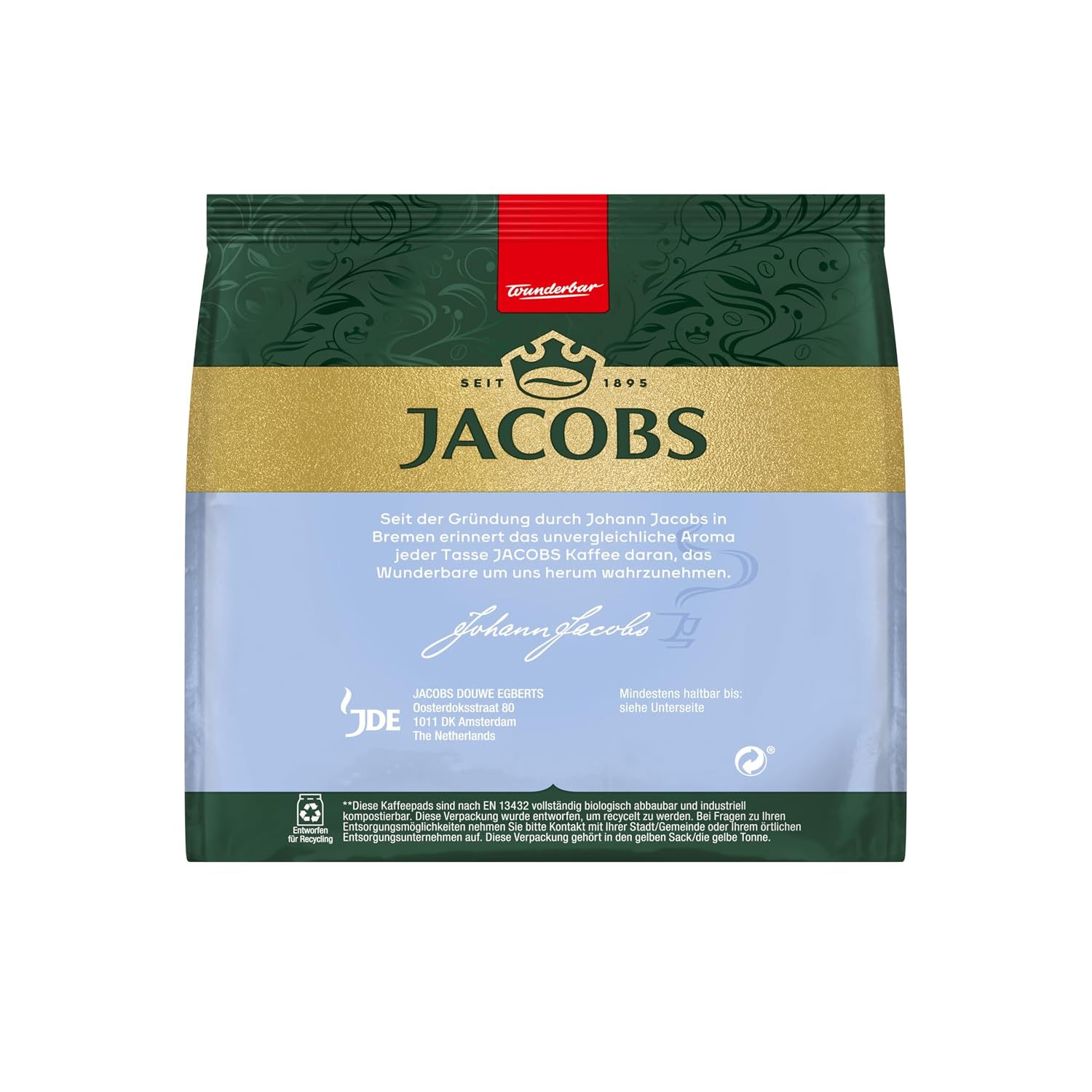 Detalle de Jacobs Pads Crema Mild – Senseo kompatible Pads, 90 Kaffeepads (5 × 18)