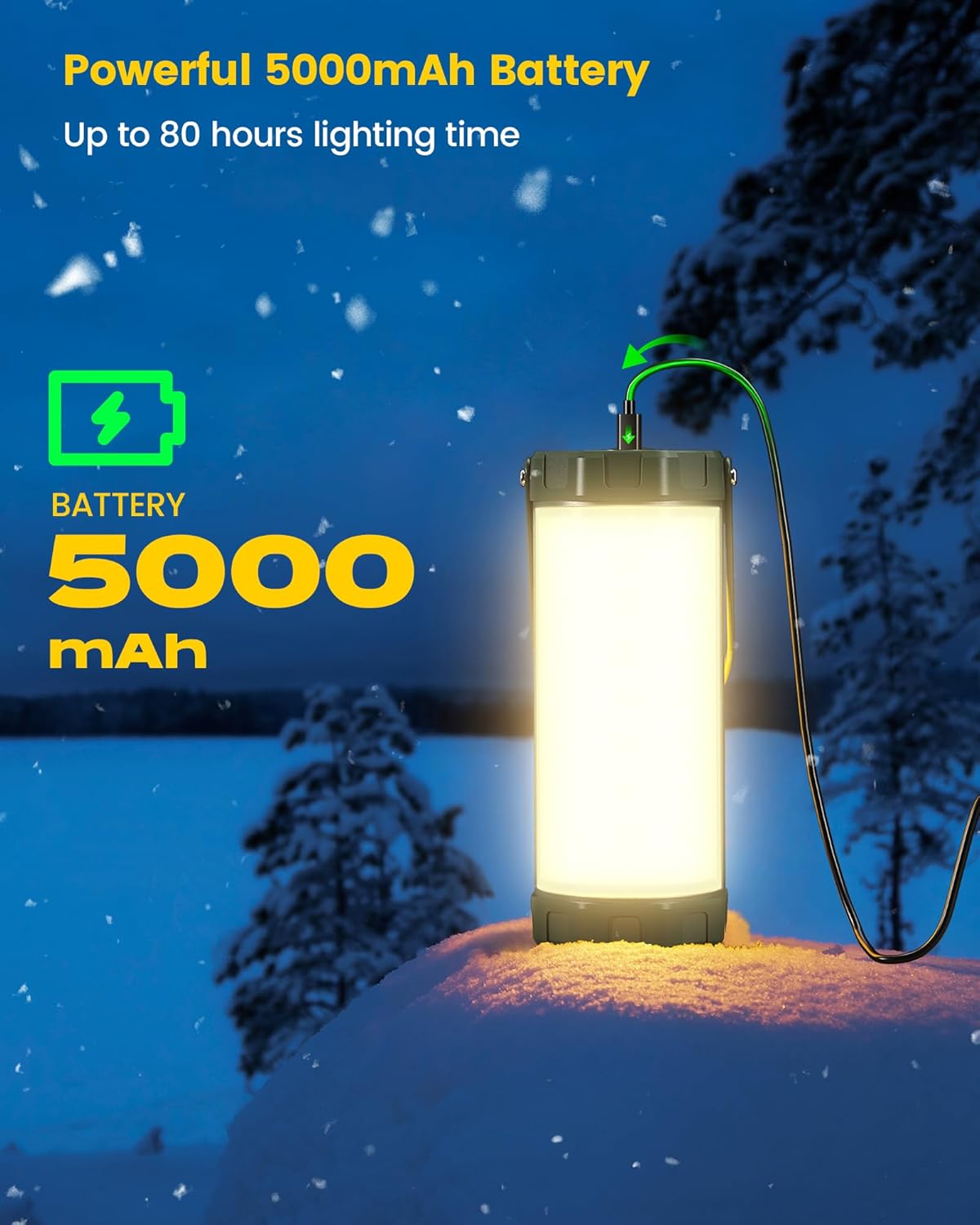 Thumbnail 4 de Glocusent Lampe Camping rechargeable 106 LED 1200 lm, IP68, 5 modes (dont SOS) – compacte