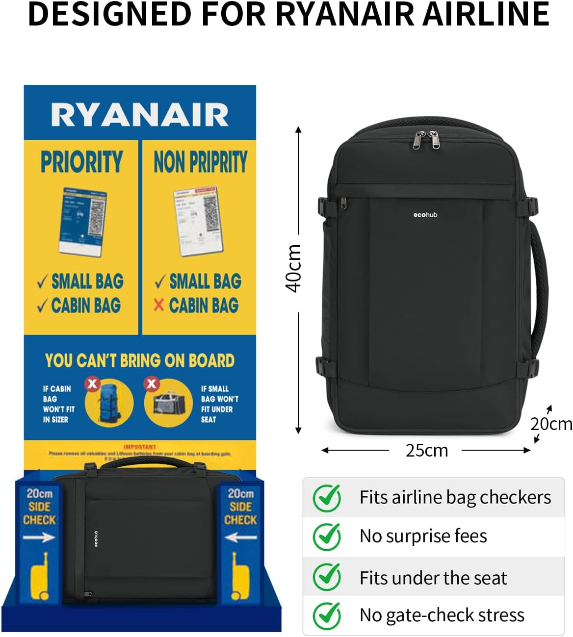 Detalle 2 de ECOHUB 20L Zaino Ryanair