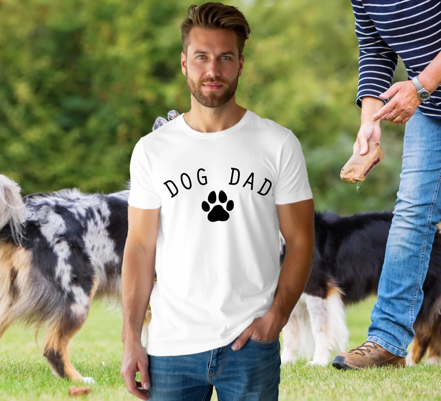Detalle de Qskall Mens T Shirt Dog Dad – Funny Dogfather Tee