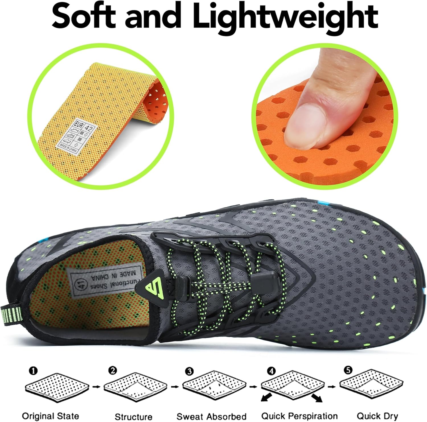 Thumbnail 3 de SAGUARO Badeschuhe Strandschuhe Aquaschuhe – Wasserschuhe für Damen, Herren und Kinder, Größe 35–48