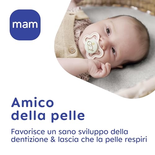 Detalle de MAM Original Succhietto 16+ mesi Set da 2 ciucci – Azzurro/Blu, ortodontico SkinSoft