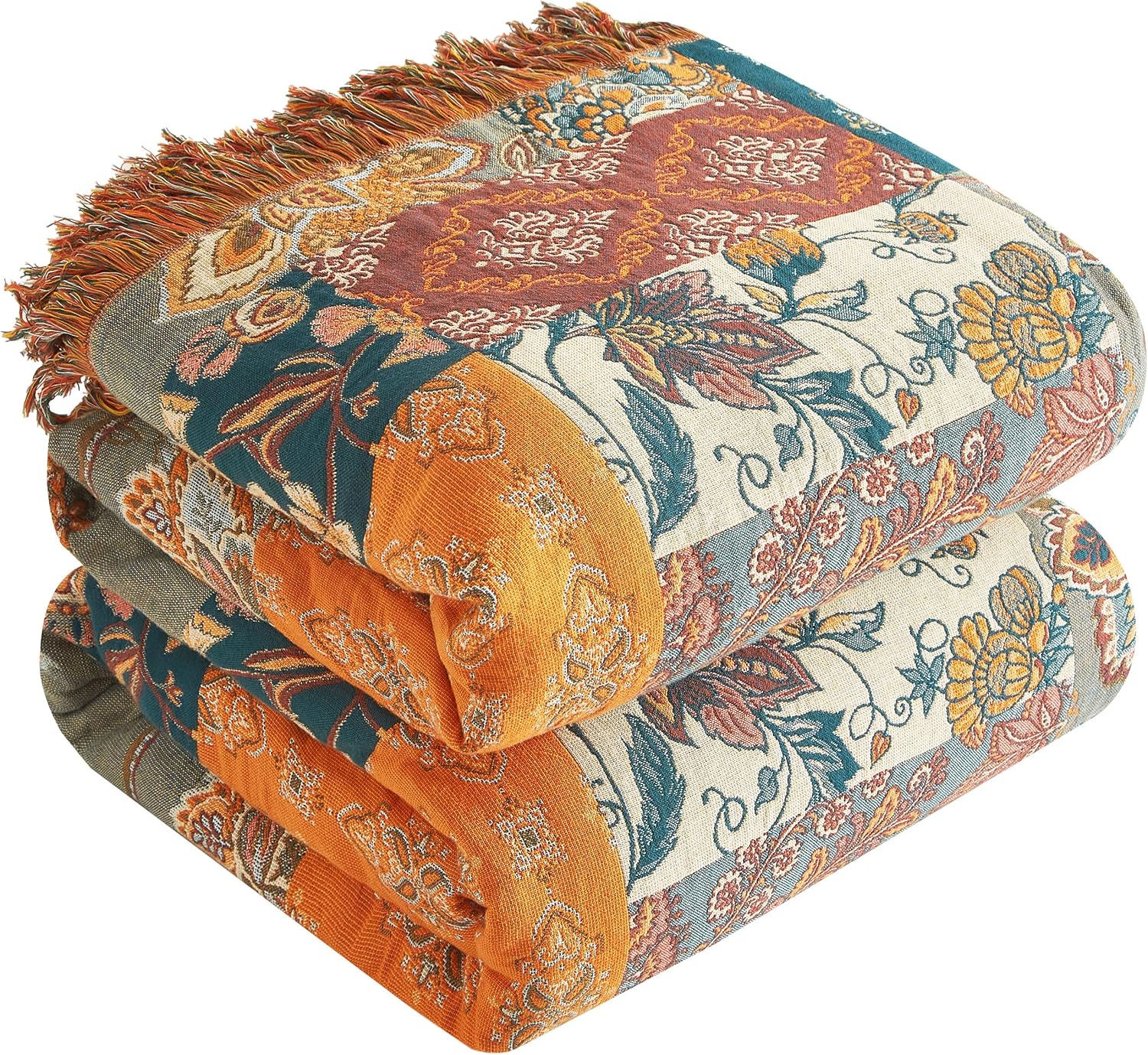 Detalle de SE SOFTEXLY Boho Throw Blanket, Queen Size 80” x 90”, 4-Layer Cotton Muslin