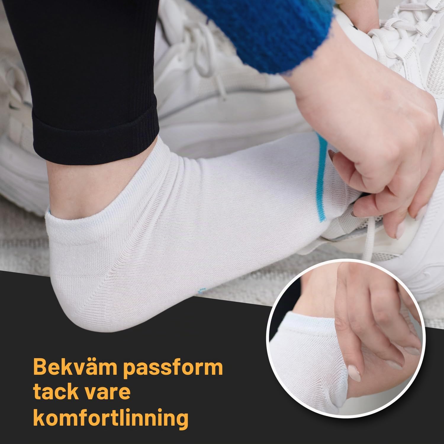 Detalle 2 de Footstar korta sneakersstrumpor, 8 par i bomullsblandning med neondetaljer