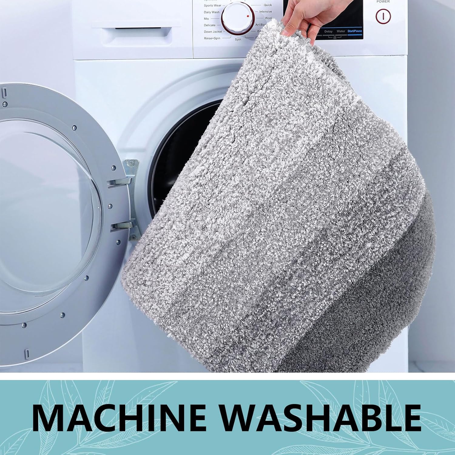 Thumbnail 6 de Arotive Microfiber Bathroom Rugs: Soft, Absorbent, Non-Slip 30x20 Grey Shaggy Mat