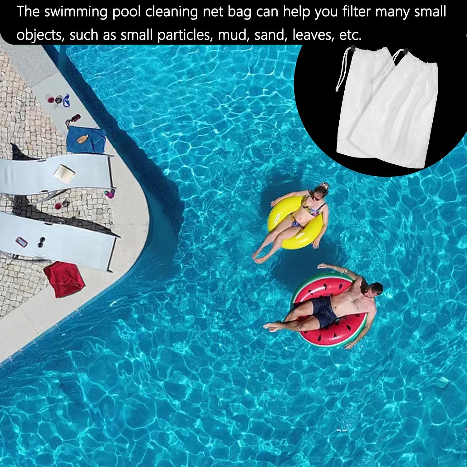 Detalle de 20 Stück Pool Bodensauger Filterbeutel – Auffangbeutel aus Netzgewebe mit Kordelzug