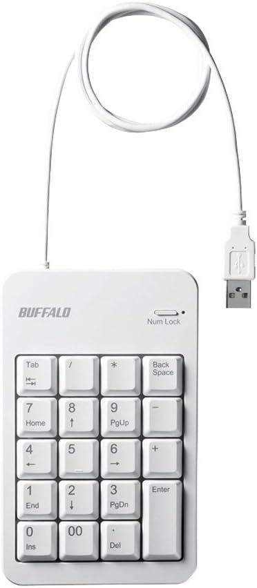 Detalle de バッファロー BSTK100WH 有線キーボード Tabキー付き・19キー・メンブレン方式