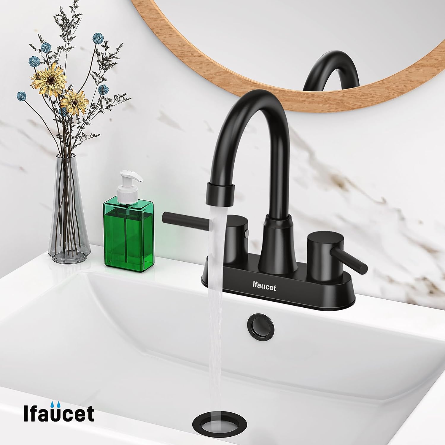 Thumbnail 4 de Ifaucet B0B3JHC37V 4-Inch Matte Black Centerset Bathroom Faucet