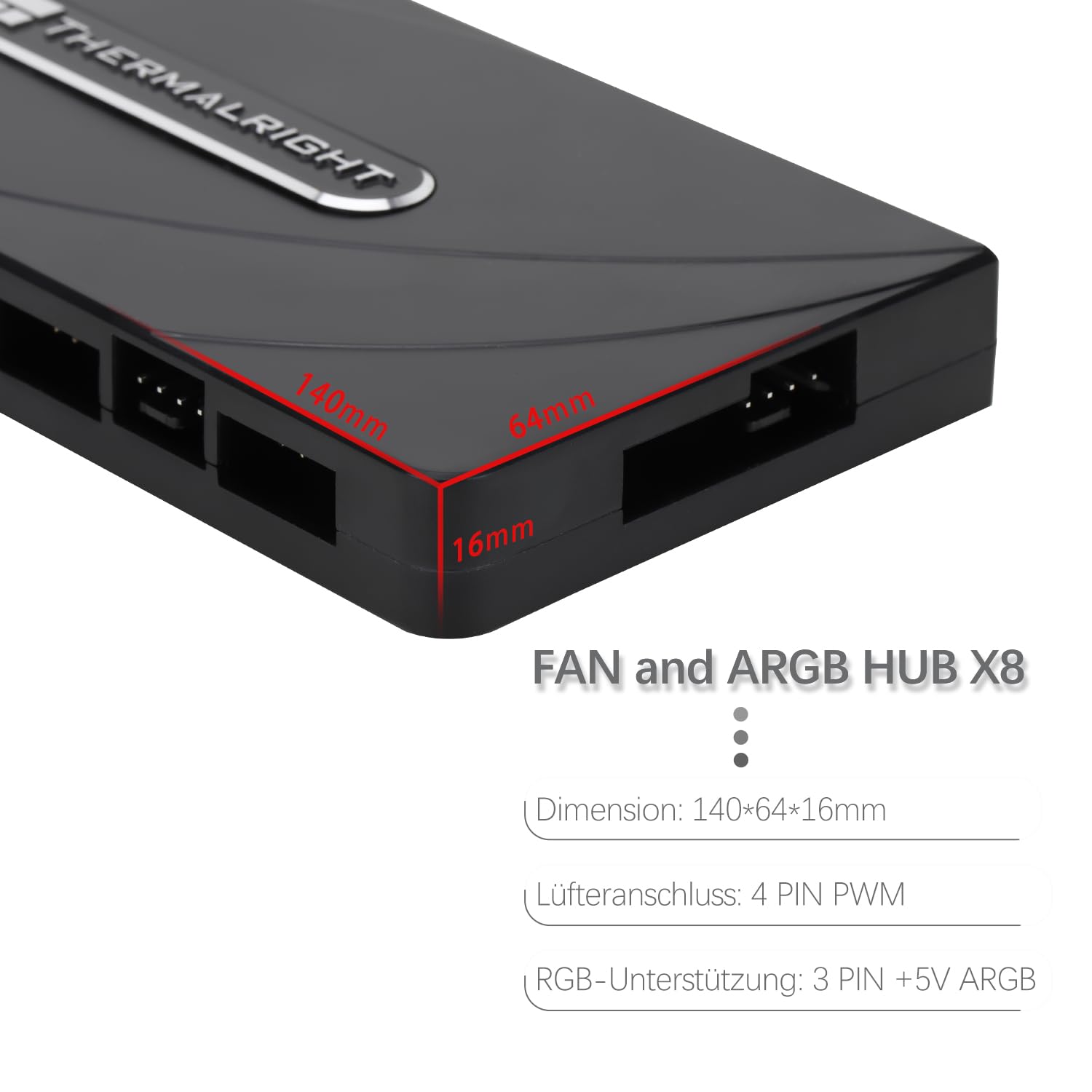 Thumbnail 4 de TR-Thermalright TL-Fan e ARGB HUB x8: hub di interfaccia PWM 4 pin e ARGB 3 pin per 8 gruppi di ventole