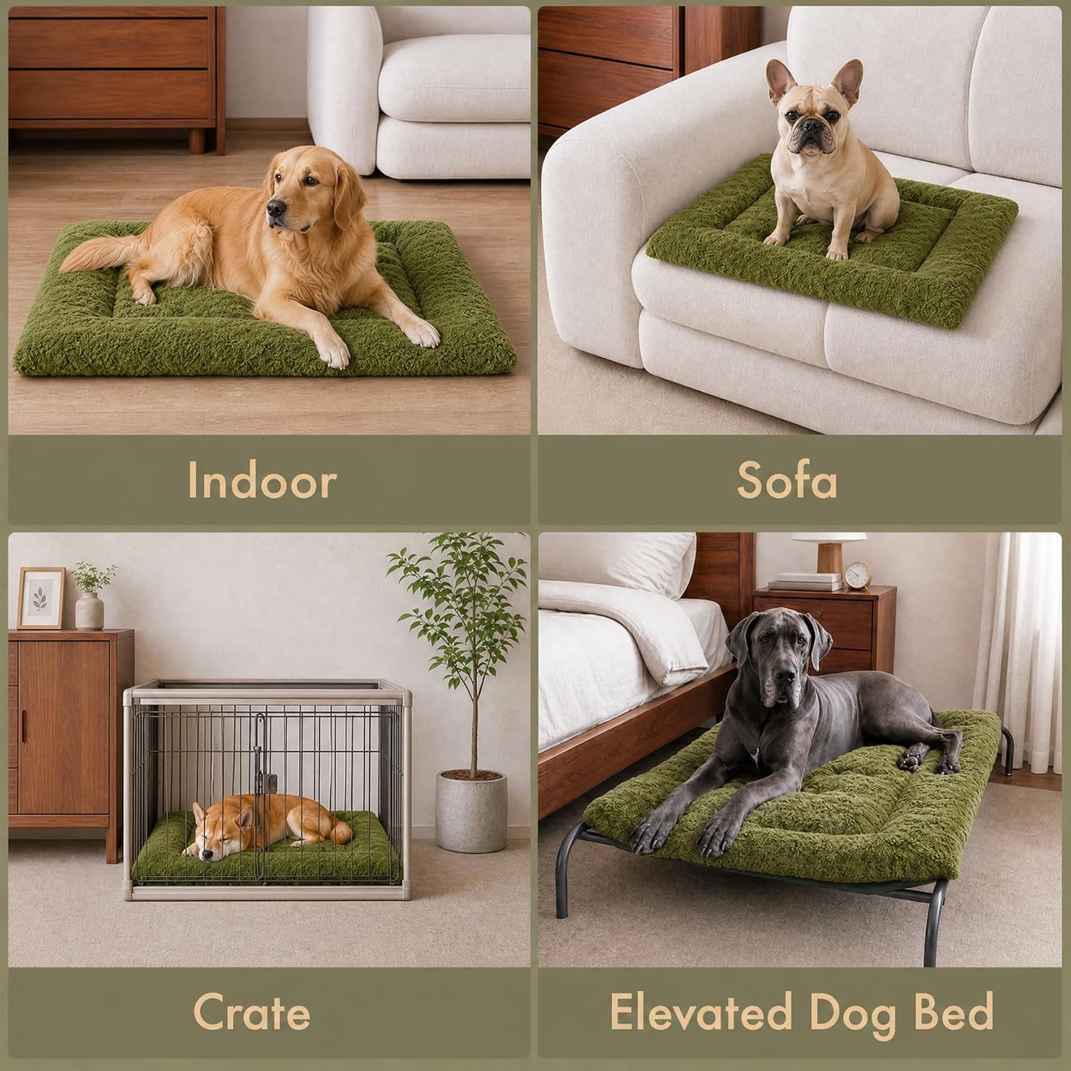 Detalle 2 de Exsnugy US1EXDB01 Dog Bed Mat, 36 x 23-Inch Plush Washable Crate Pad