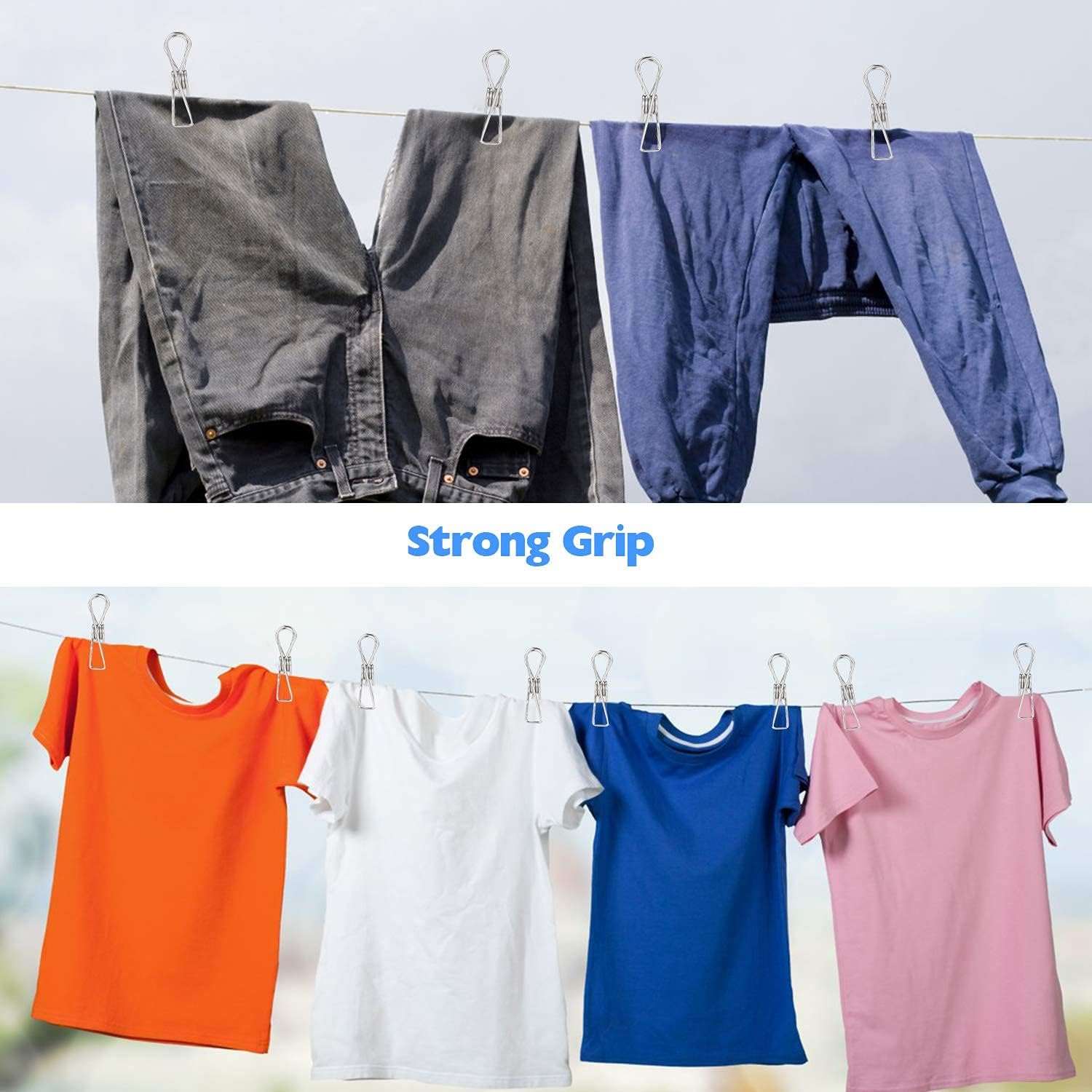 Thumbnail 5 de Fabsome Clothes Pegs Chip Clips Pack of 40 – Long-Lasting Metal Laundry Clips with 2 Sizes