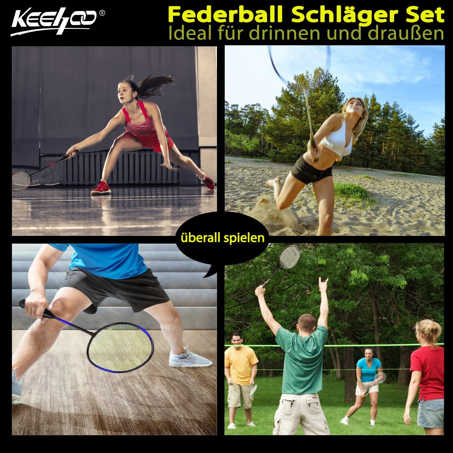 Thumbnail 5 de KH Federball-Set Badminton: 2- oder 4er Schläger-Set inkl. Federbälle & Tragetasche