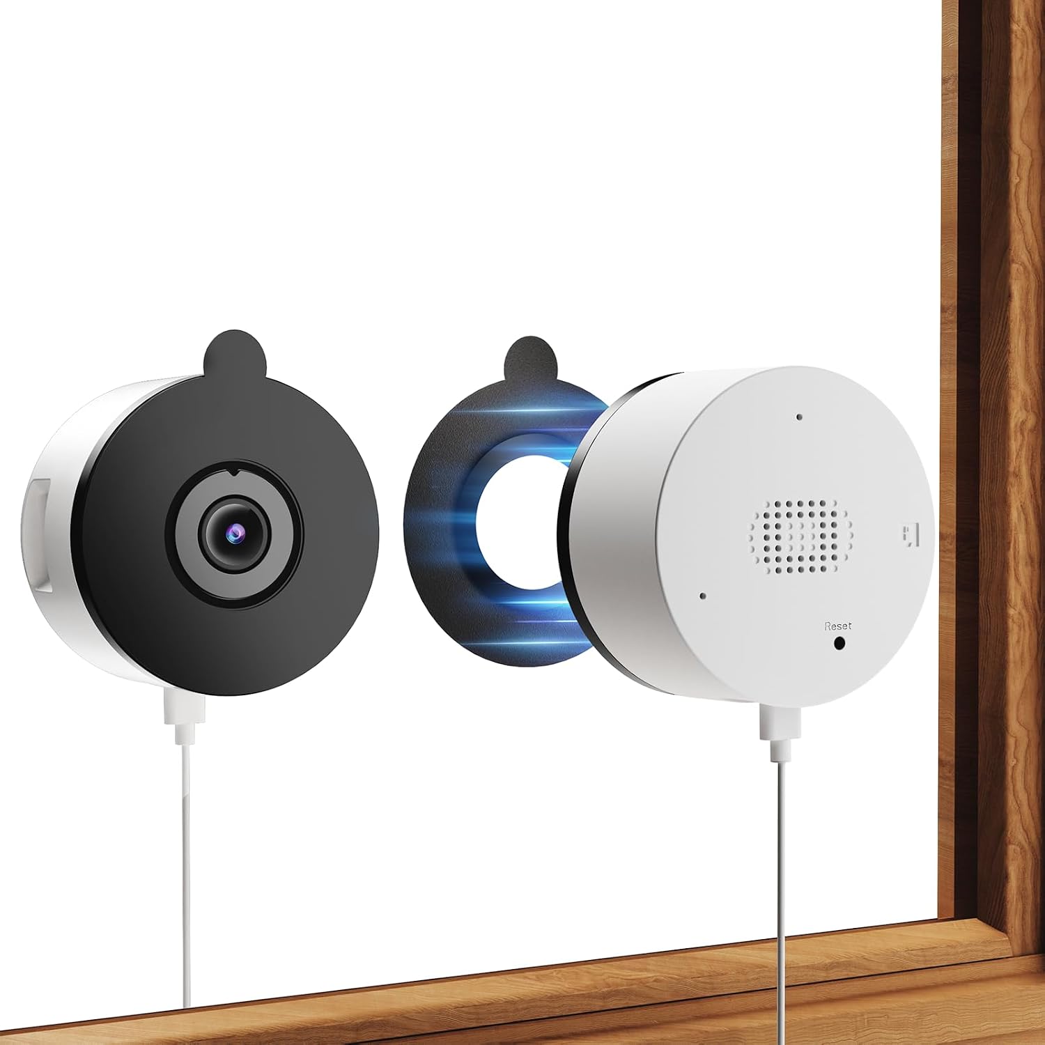 Detalle de AKINGUAR 2K 3MP Window Camera for Home Security (2 Pack) w/ Dual-Band WiFi, Full Colour Night Vision, AI Detection
