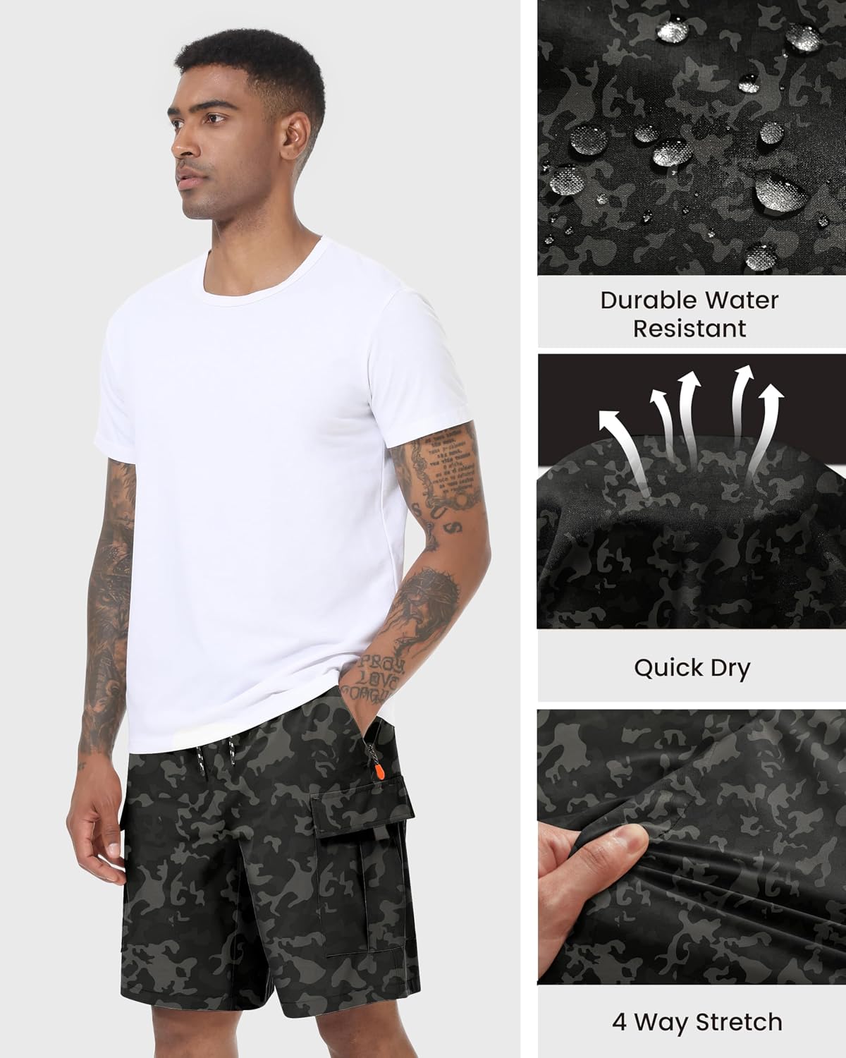 Detalle 2 de Men's Cargo Shorts Quick Dry Stretch 5 Pockets