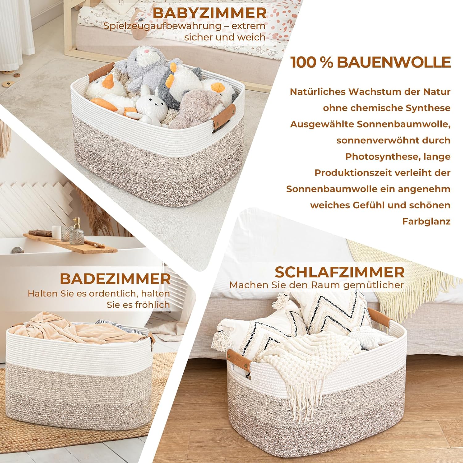 Thumbnail 2 de danpinera 50L Aufbewahrungskorb Baumwolle Aufbewahrung