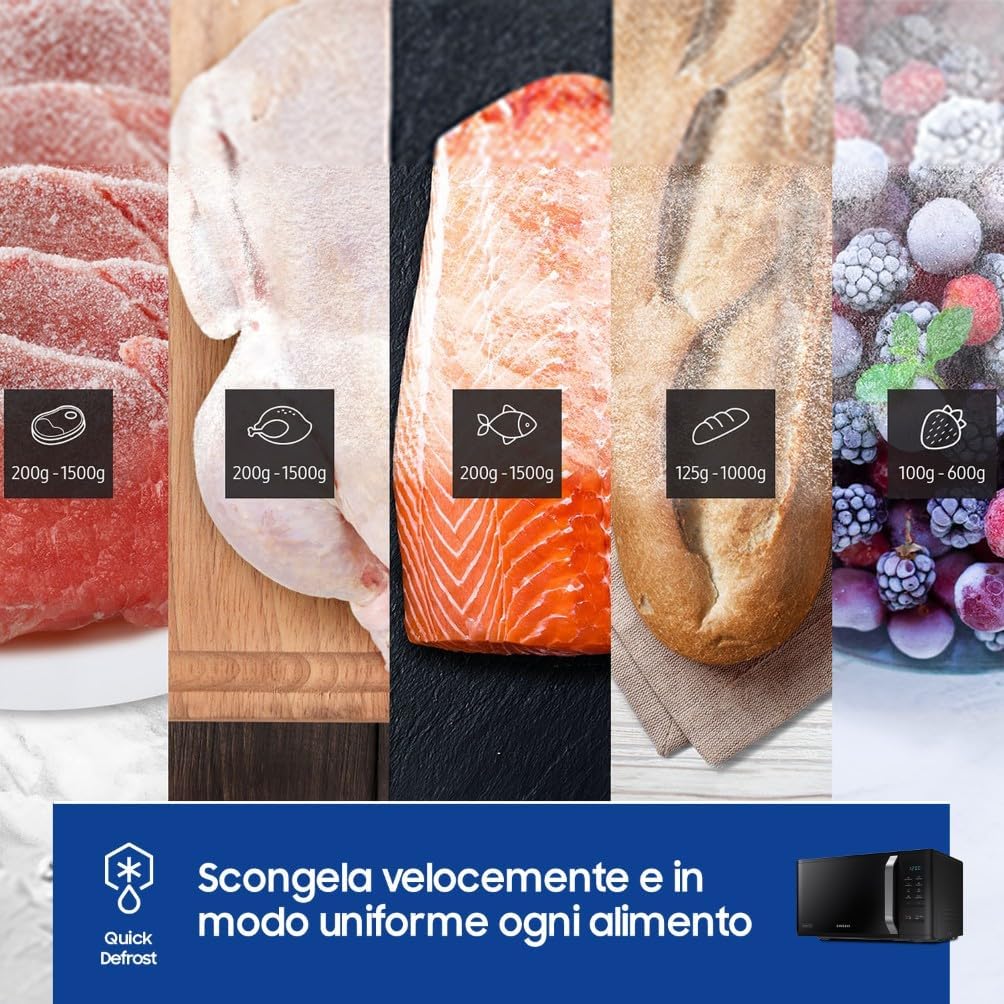 Detalle de Samsung MG23K3523CKE1 forno a microonde con grill e piatto doratore, 23 L