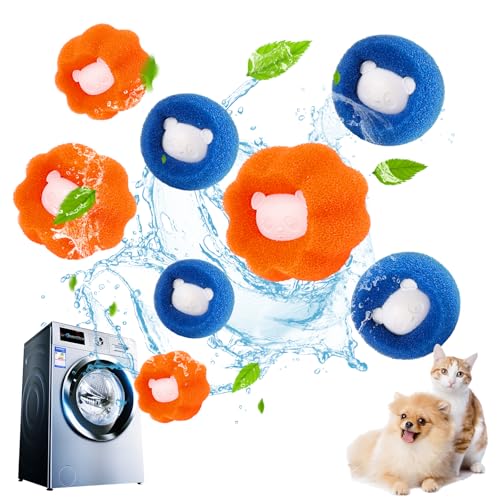 Detalle de Boule Anti Poils Machine à Laver de Yalisite – Absorbe Cheveux et Peluches, Orange+Bleu