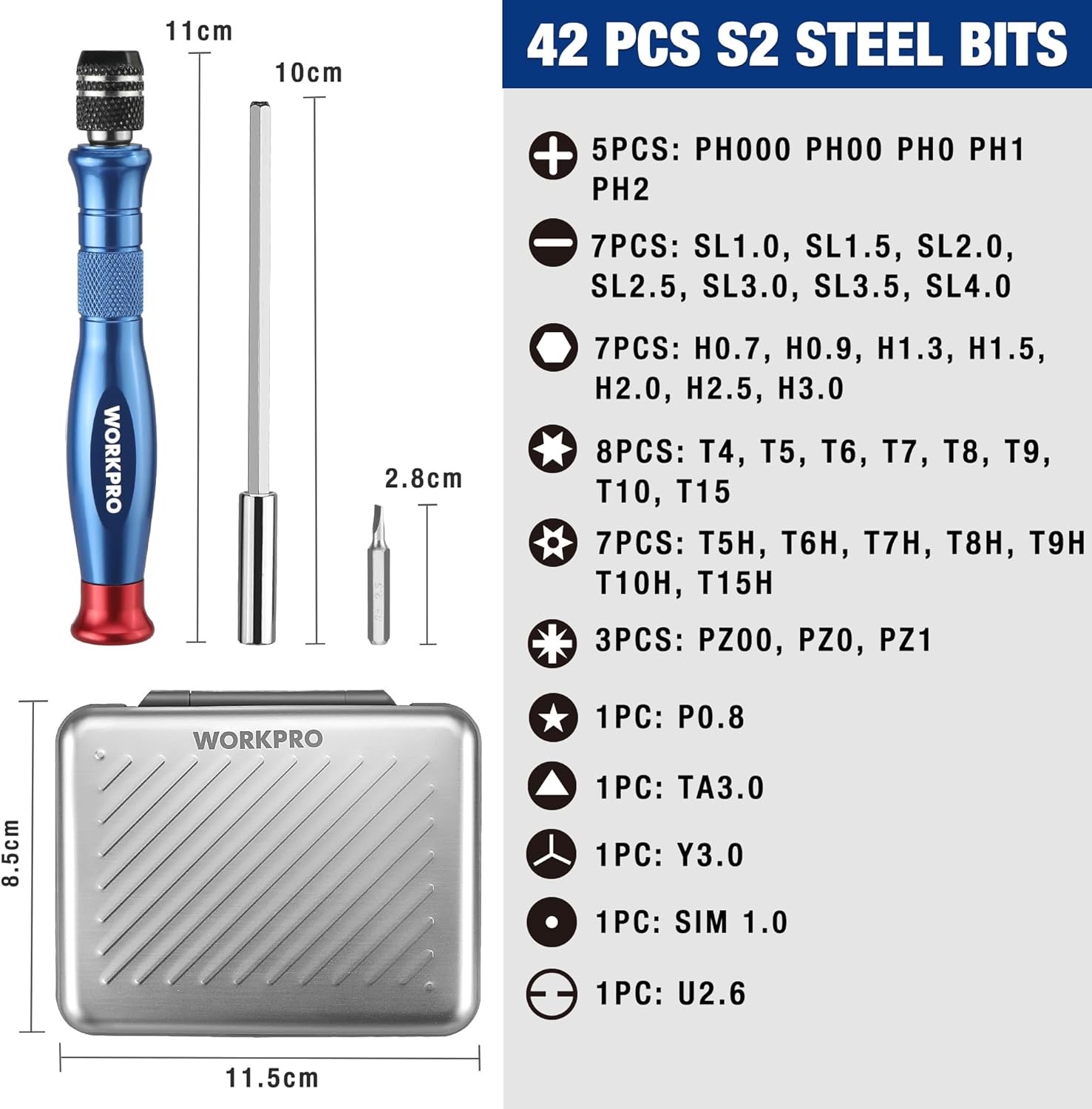 Thumbnail 1 de WORKPRO 44-in-1 Precision Screwdriver Set with S2 Steel Bits (Mini pen-style tool for glasses, watches and electronics)