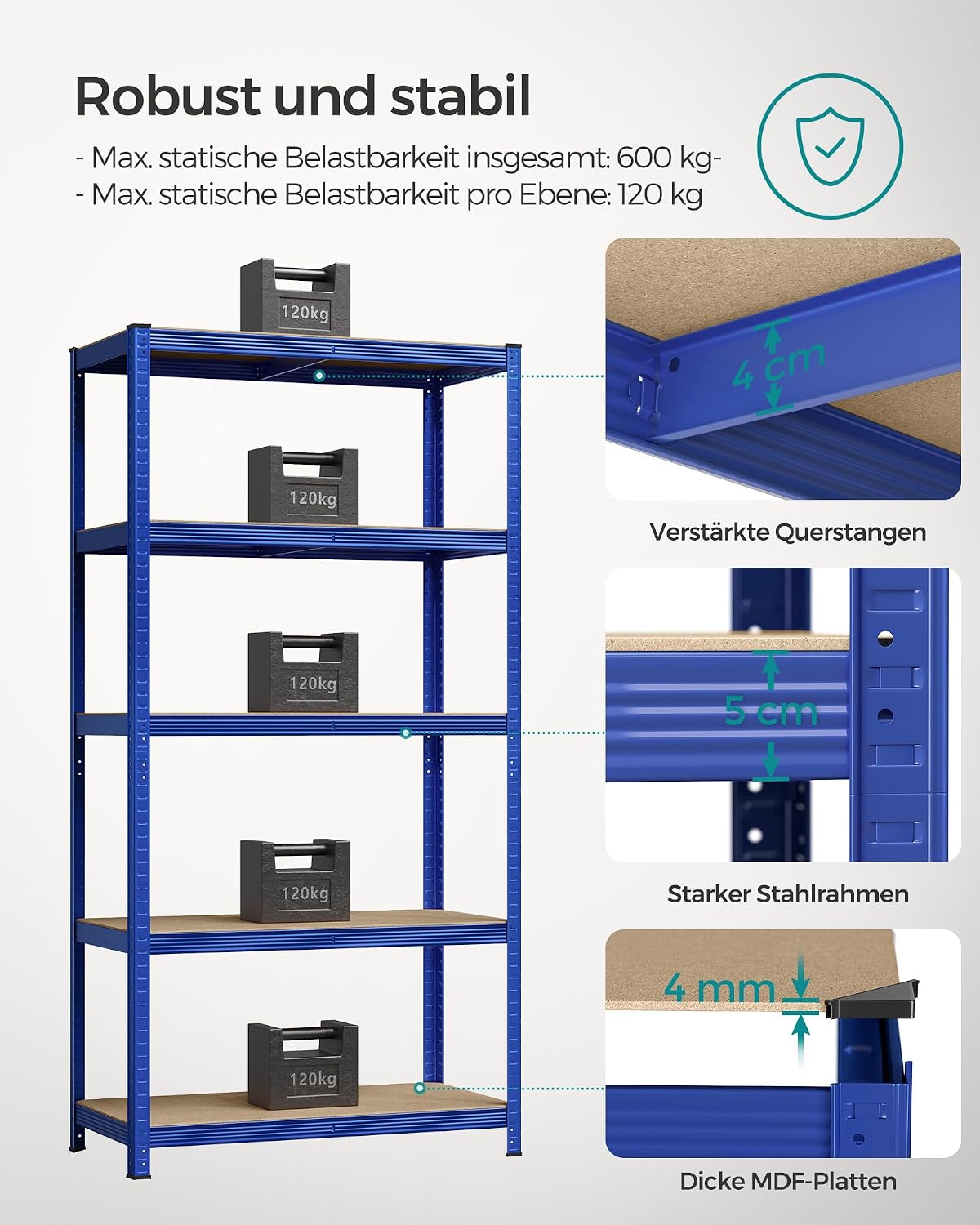 Thumbnail 3 de SONGMICS Schwerlastregal 2er Set 600 kg