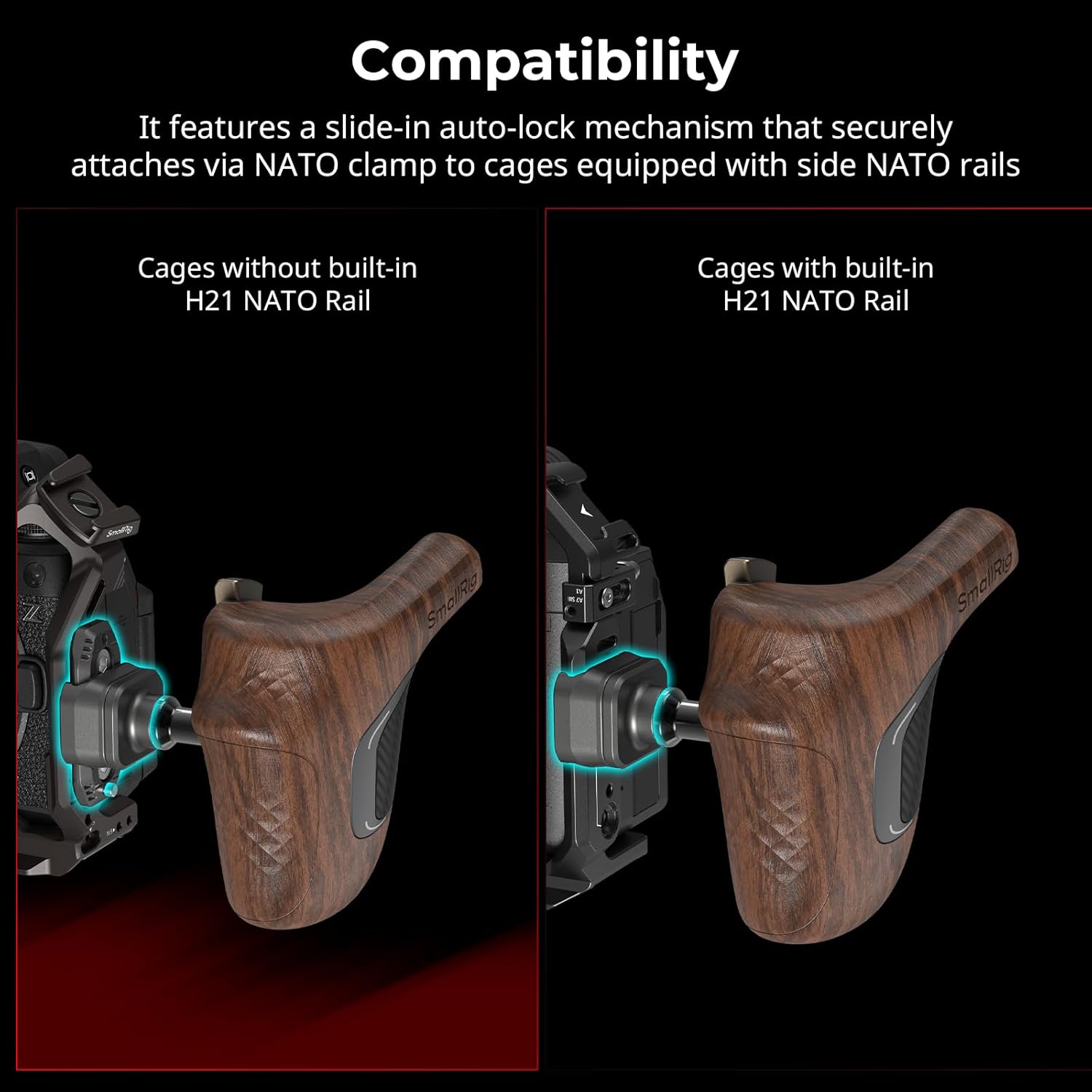 Thumbnail 4 de SMALLRIG 5161 Rotating Left-Side Wooden Handle