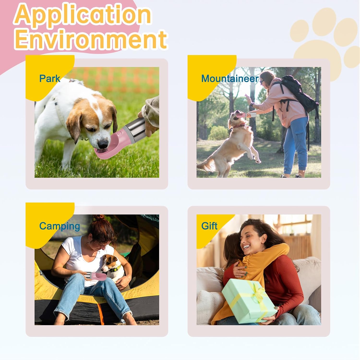 Detalle 2 de Anipaw 14オンス 犬用ウォーターボトル ステンレス製・漏れ防止・ワンキー給水