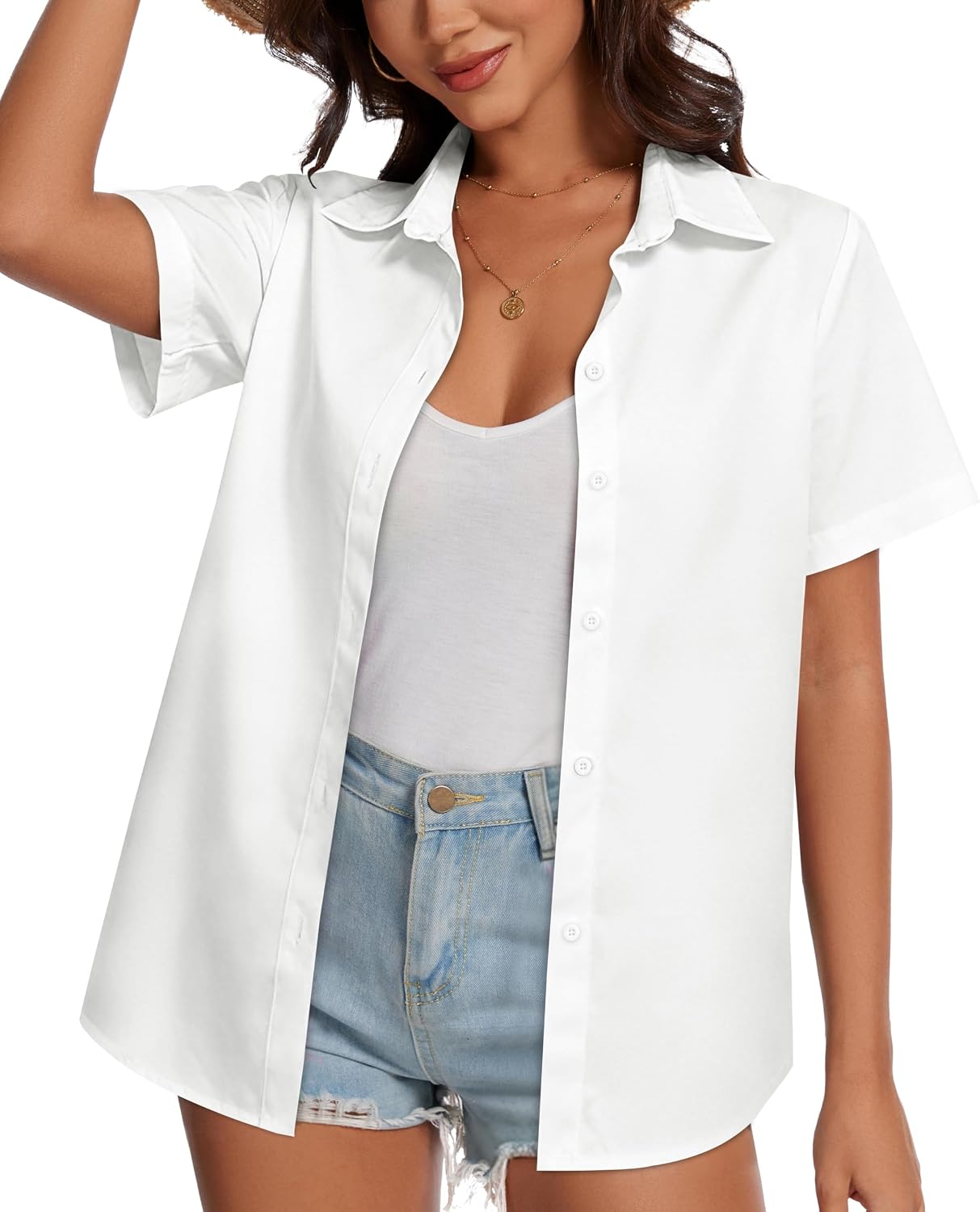 Thumbnail 2 de CHICALLURE Women’s Hawaiian Shirt, Short-Sleeve Floral Button-Down Blouse