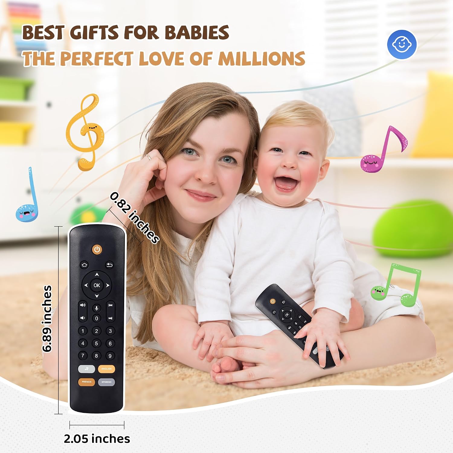 Thumbnail 5 de Baby TV Remote Toy – Realistic play remote with lights, sounds and 3 languages (English, Spanish & French), black