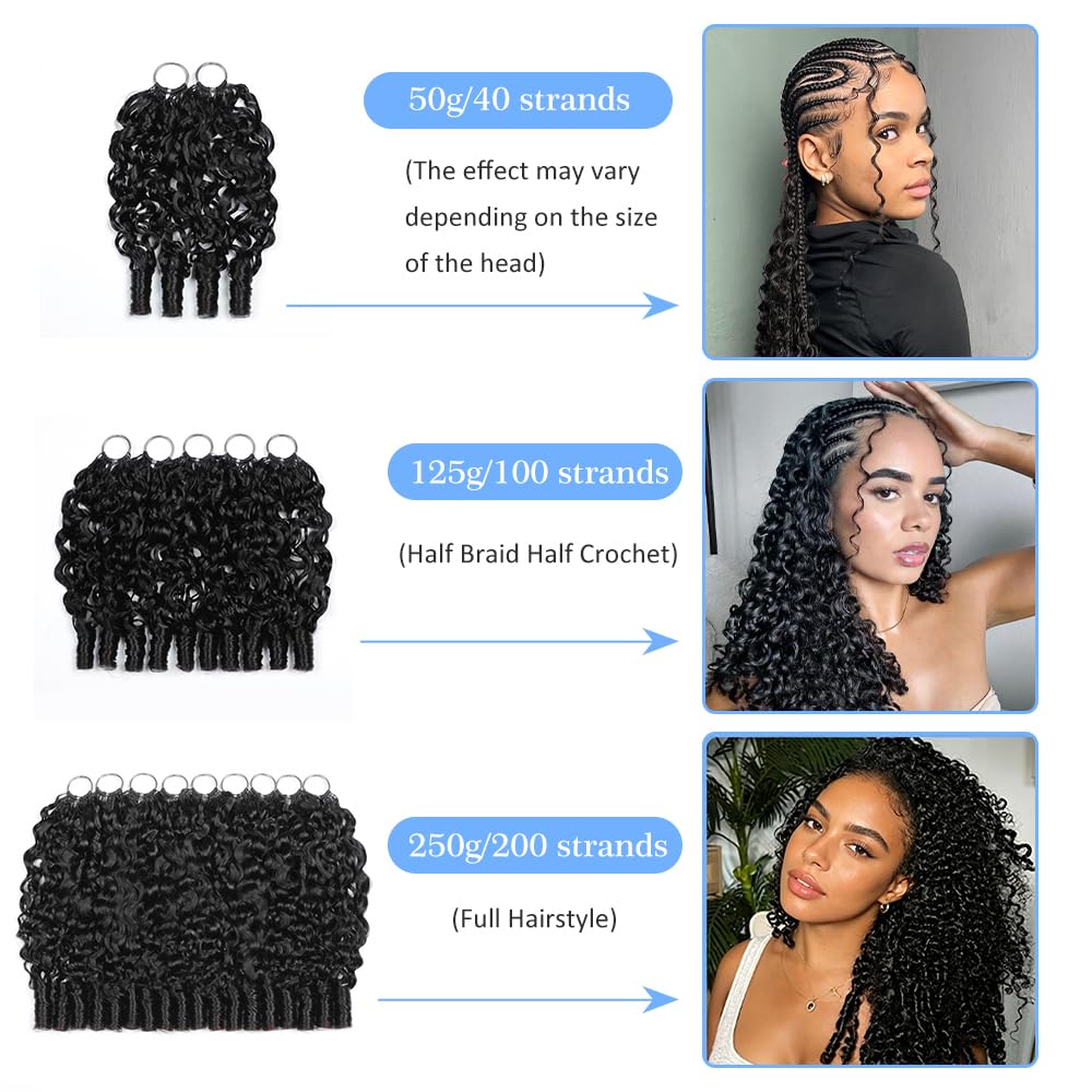 Detalle de Burmese Curly Crochet Hair 18 Inch 250g 200 Strands Feather Crochet Hair for Black Women, Knotless & Pre-Separated