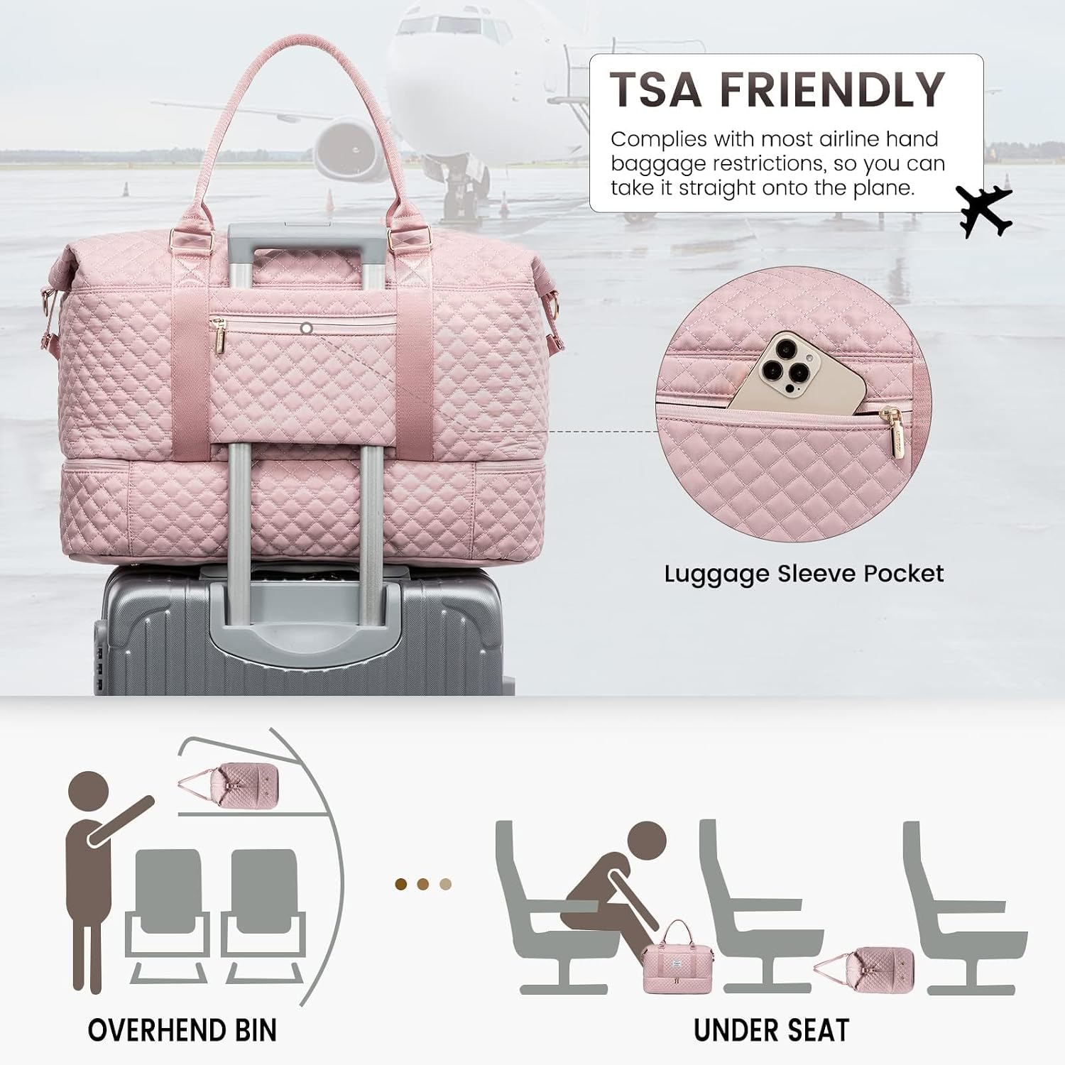 Detalle 2 de LOVEVOOK Borsone da viaggio donna grande con organizer e scomparto scarpe 48 x 23 x 34,5 cm