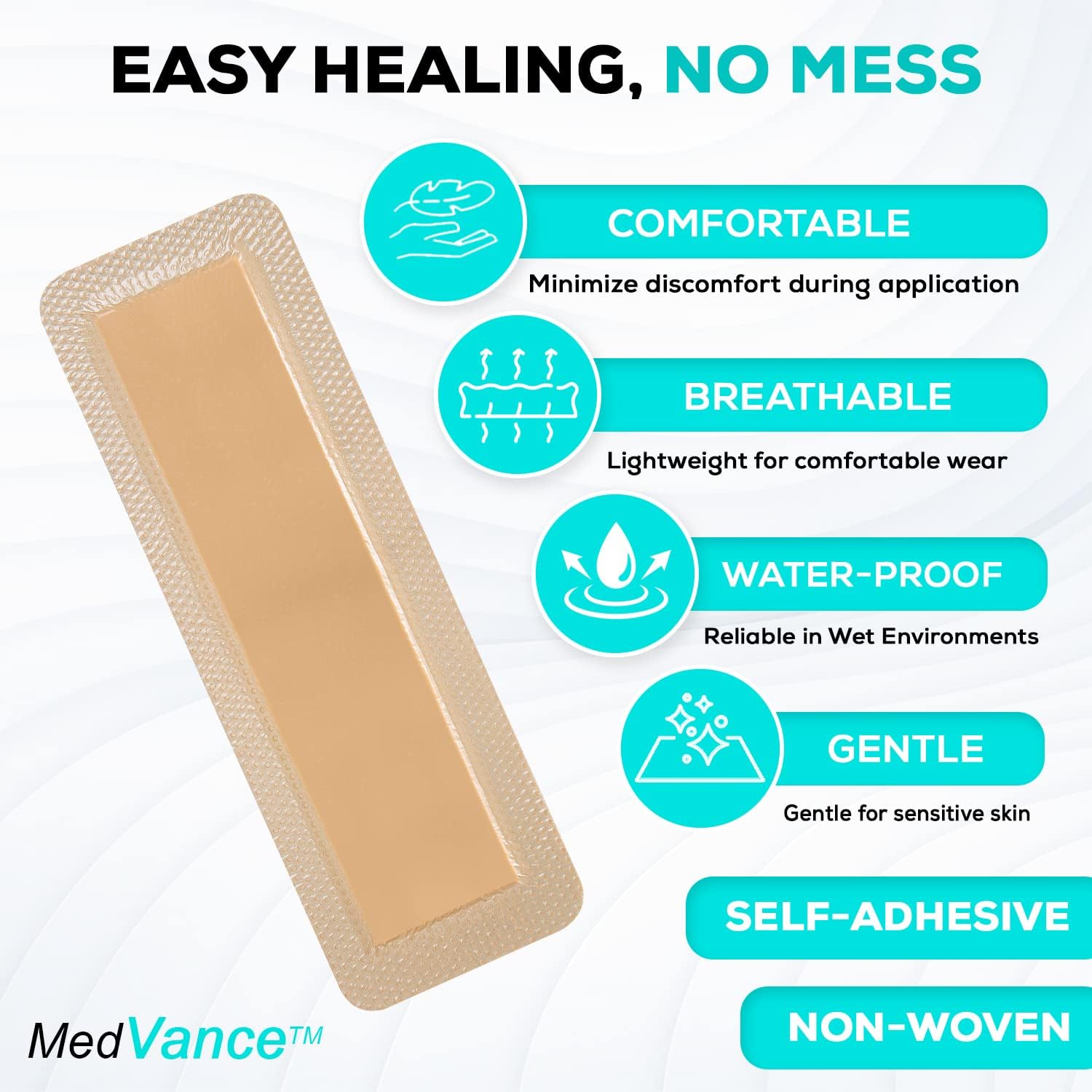 Detalle 1 de MedVance V3010412 Silicone Foam Dressing, 4" x 12", 10-Pack