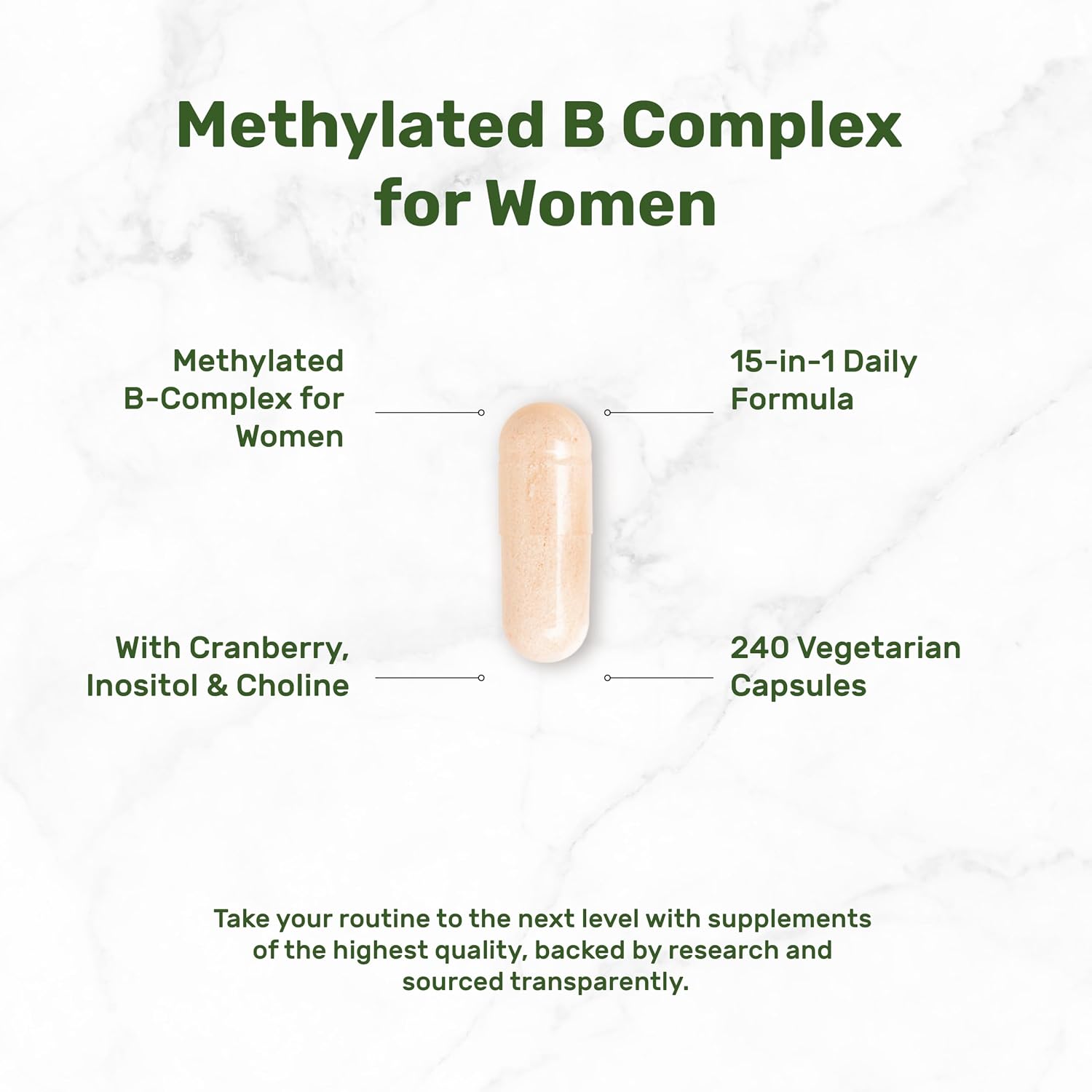 Detalle de DEAL SUPPLEMENT Methylated B-Complex for Women, 240 Capsules