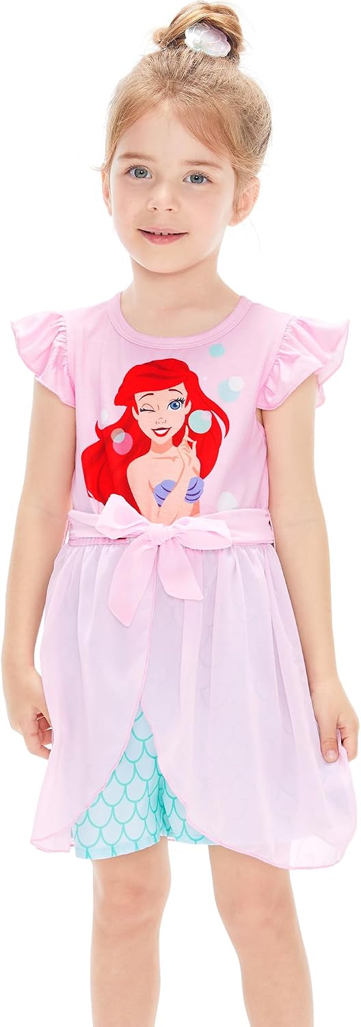 Detalle 2 de Disney Princess Frozen Elsa Minnie Mouse Stitch Toddler Girl Romper With Skirt Overlay (2-6 Years)