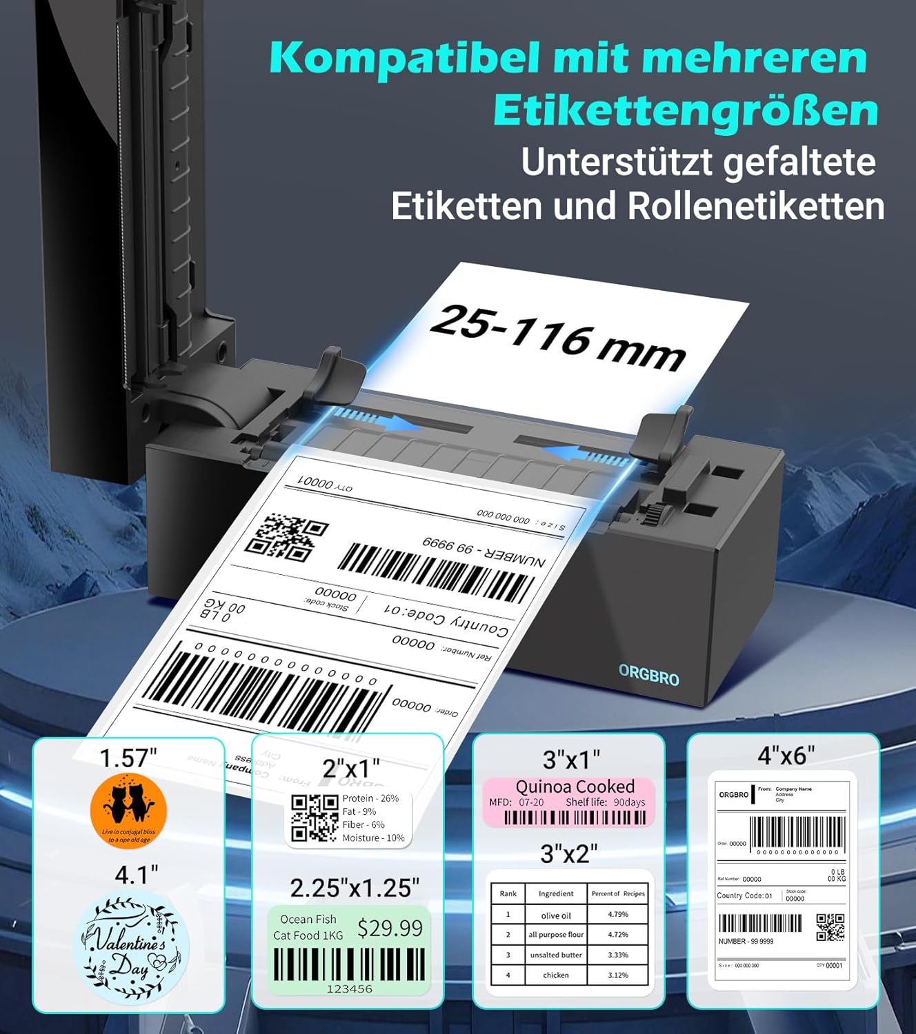 Thumbnail 3 de ORGBRO Z1 Plus: Drahtloser Etikettendrucker für Versandetiketten 4x6
